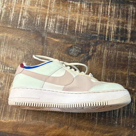 Nike Air Force One Women's Sneakers in Cream, Black, and Red - Picture 6 of 7